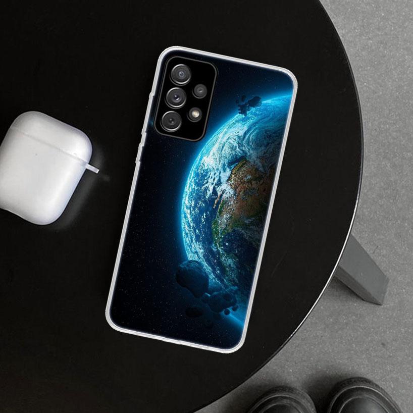 Erdsterne Weltraum Handyhülle Cover für Samsung Galaxy A12 A22 A32 A52 A72 A02S A51 A50S A31 A20S A10S Note 20 Ultra 10 Plus Gala