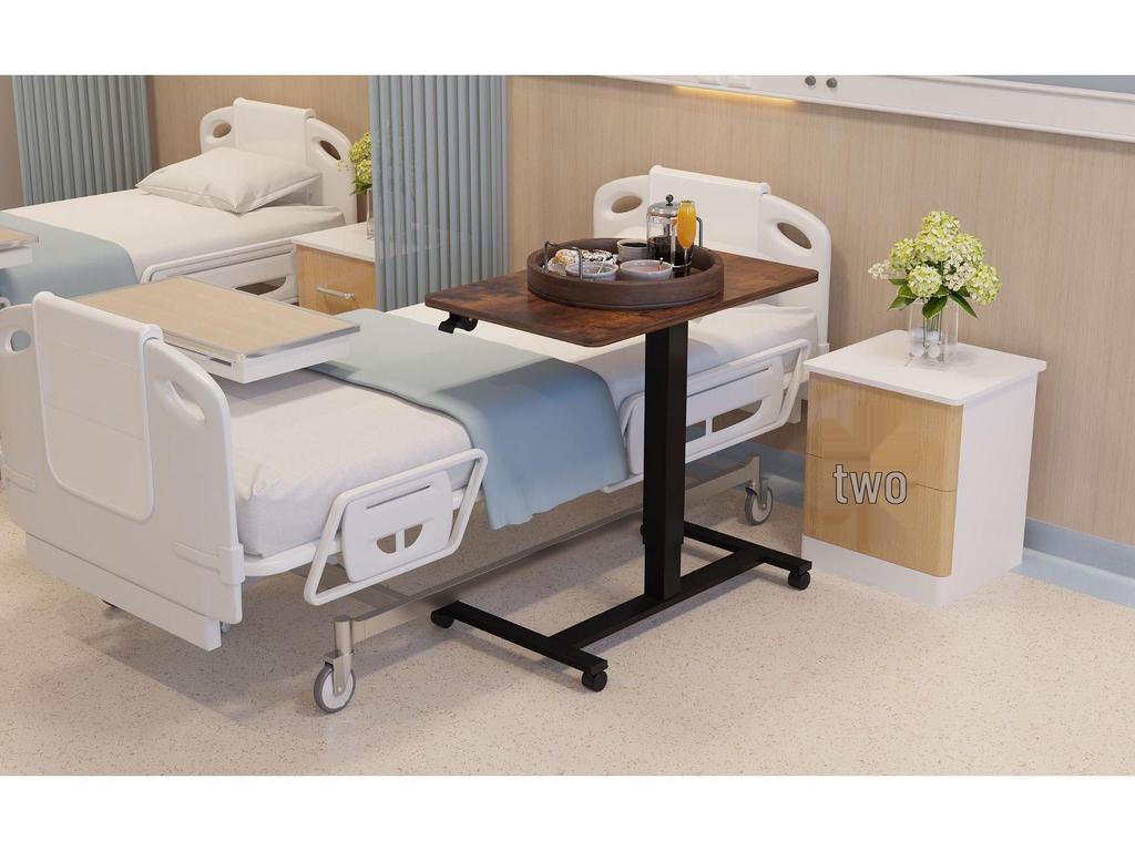 Pneumatic Height Adjustable Sit-Stand Mobile Desk, White