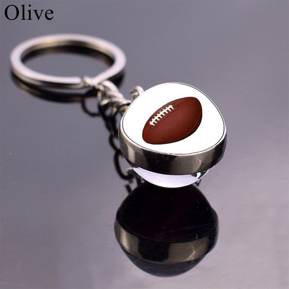 Holder Bag Pendant Volleyball Tennis Keychain Ball Keyring Glass Ball Keychain Basketball Keychain
