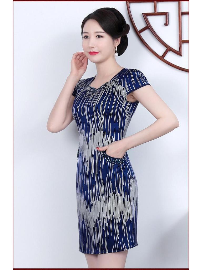 2022 Summer Heavyweight Mulberry Silk Dress with Beading - Slimming & Figure-Flattering Women's Clothing