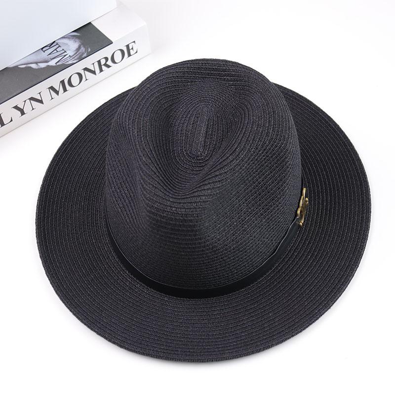 Panama Straw Hat Men and Women Summer Beach Hat Vacation Sunscreen Visor Elegant Fashion Jazz Top Hat