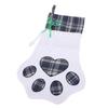 Xmas Stocking Large Capacity   Plaid Pet Foot Hanging Stocking Decoration for Present Bag