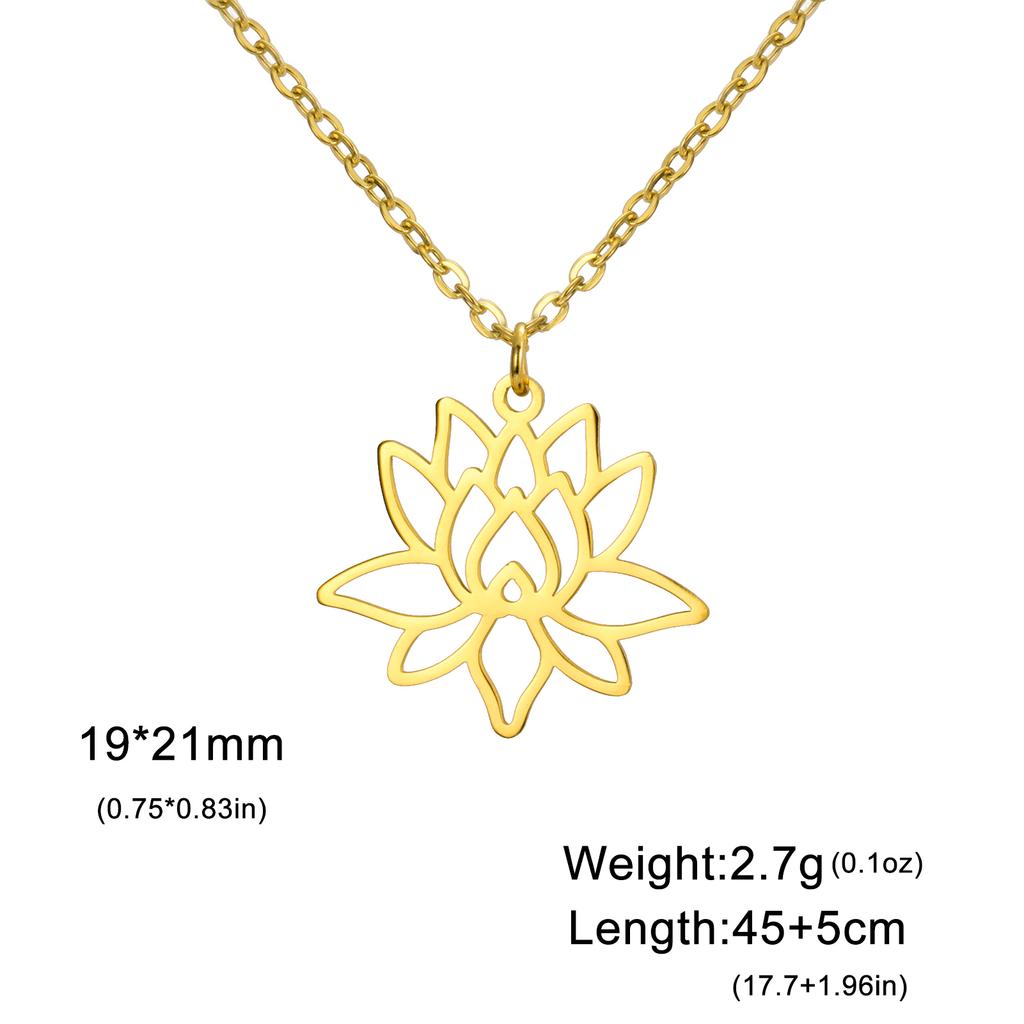 Teamer Lotusblume Anhänger Halskette Edelstahl Yoga Buddhismus Amulett Schmuck für Frauen Doppellagige Perlenkette Geschenk