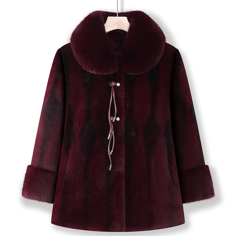 

Warm Mid-Length Women s Coat: Fleece-Lined, Thickened, Ideal for Winter, Perfect for Moms and Grandmas. 5XL красный