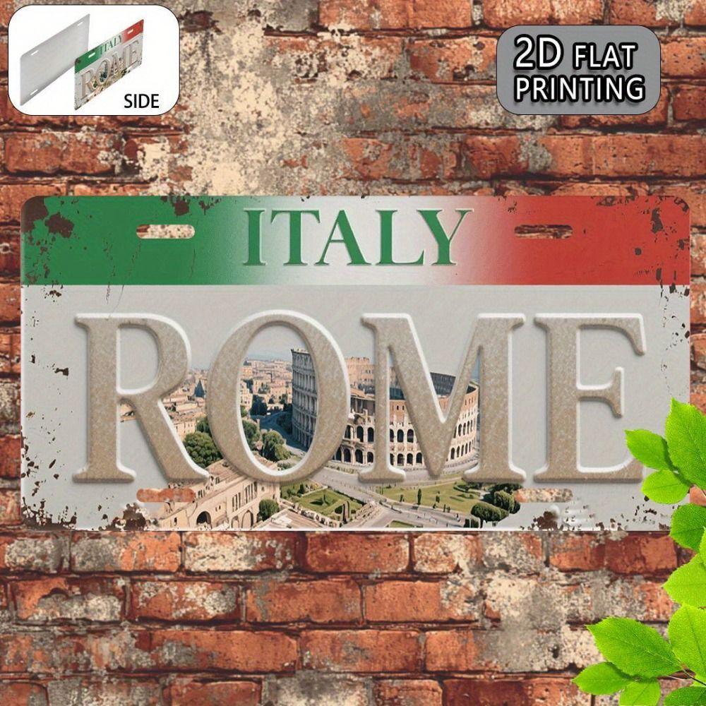 Vintage Italy Rome Colosseum Metal Sign Wall Decor 15x30 cm