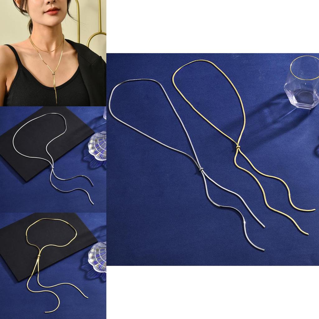 Chain Snake Contemporary Sweater Necklace Crafted From Durable Titanium Steel For Fashion Women