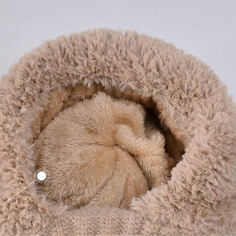 Gestrickte Mütze Hals integrierte Mütze Damen Winter Radfahren winddicht samt warme Wollmütze samt Verdickung Ski Cap Skullies Beanies