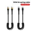 120W 6A Spring Cable Super Charging For Samsung S24 S23 USB C TO USB Type C Cable For iPhone 15 Plus Xiaomi 11 Quick Charger 3.0