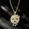 European and American Hip-hop Style Dozing Expression Pendant with Copper Inlaid Zircon Craftsmanship, A Small Elf Demon Men's Necklace