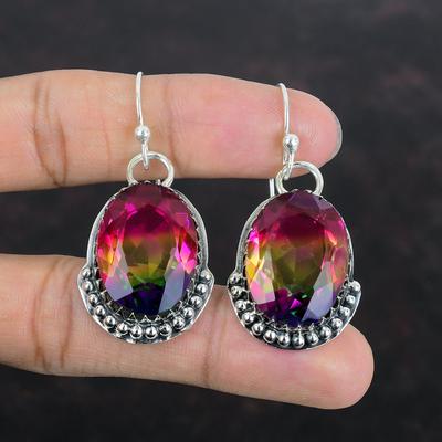 Faceted Multi Tourmaline Earring Gemstone Earring 925 Sterling Silver Earrings Handmade Multi Tourmaline Jewelry Silver Jewelry Gift For Mom