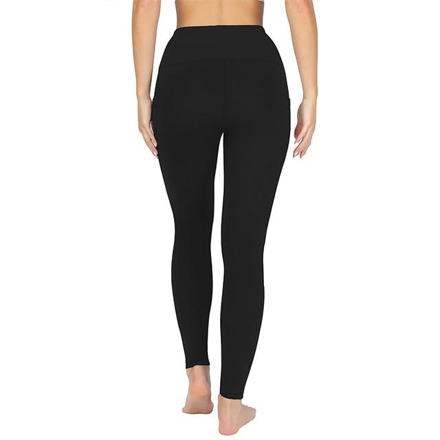 Hohe Taille Lockere Yogahose mit Taschen Schwarz Damen Jogginghose Tasche Yogahose Locker Bequem Fitnesshose Schwarz