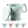 180ML Folding Cup Mini Retractable Cup Silicone Portable Teacup Outdoor Travel Coffee Telescopic Drinking Mug with Lid