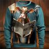 Lustiger Herren Pullover Sweatshirt 3D Druck Kuh liest Zeitung Grafik Pullover Tier Grafik Locker Übergröße Herren Kleidung Oberteile