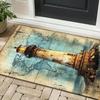 Vintage Lighthouse Map Rug for Nautical Themed Rooms - Coastal Decor, Durable Indoor Outdoor Floor Mats Skid Resistant Carpet