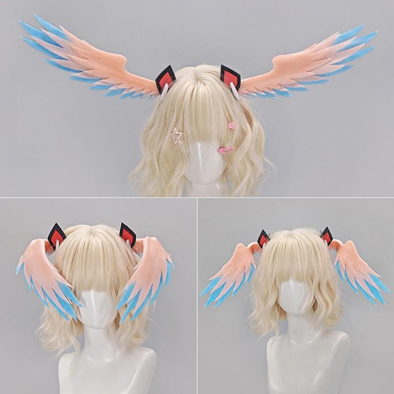 Handmade Linya Ear Feather Headpiece Cosplay Accessory Angel Wing Hair Clip Genshin Impact Fairy Costume