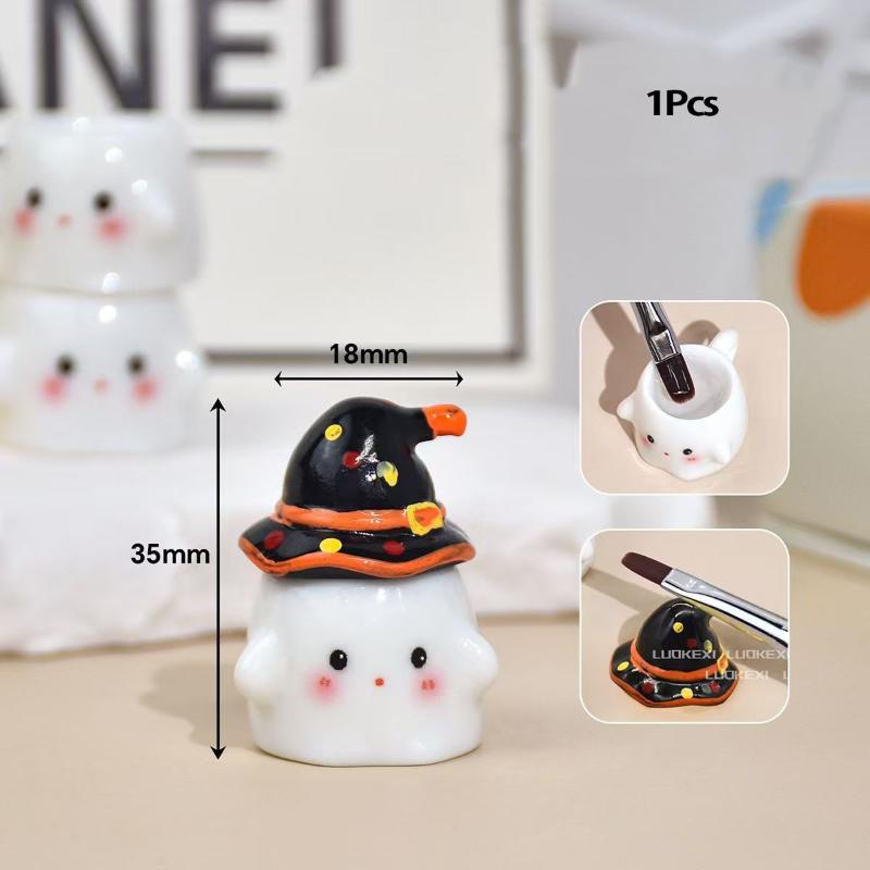 

Mini Nail Polish Powder Liquid Nail Cup Nail Brush Cleaning Tools Liquid Power For Mixing Bowl Ghost Cartoon Brush Holder Dish 1Pcs чорний
