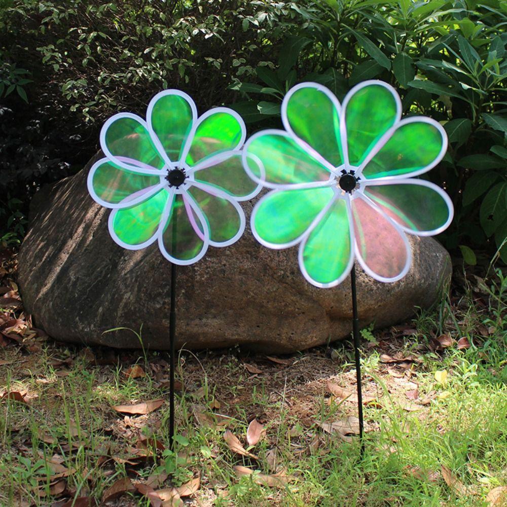 Colorful Eight Leaf Windmill Transparent Bird Repelling Windmill Windmill Toys Party