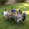 Ausziehbarer Outdoor-Terrassen-Esstisch, 80-160cm Rechteckige Hinterhof-Bistro-Tische für 4-6, Aluminiumrahmen Metall Stahlleisten, Wetterfest Groß