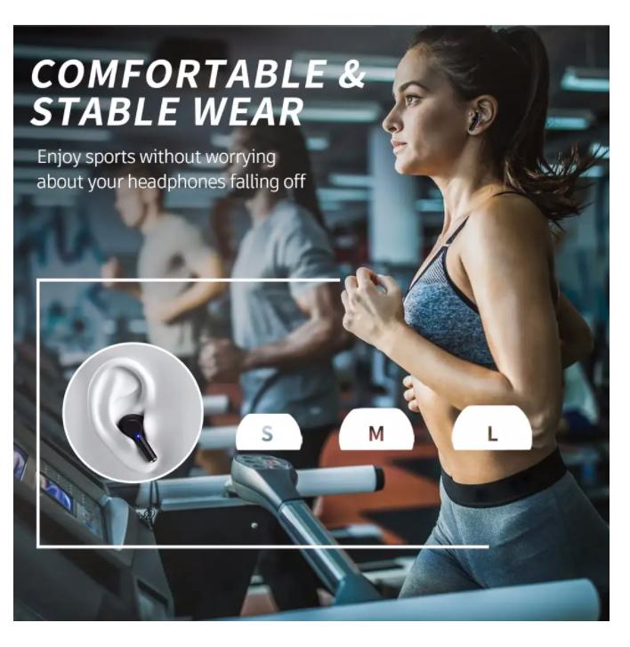 Wireless Earphone Bluetooth 5.3 Headphone 60H Playback LED Power Display Ear Buds Mic Noise Cancellation Stereo Sound Earphones