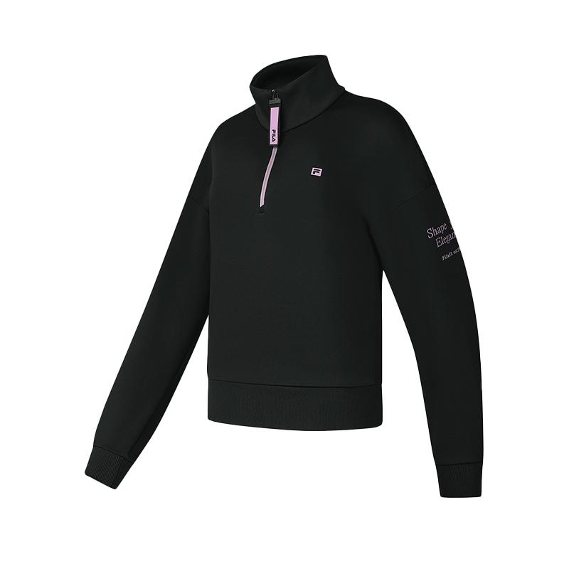 New FILA Fitness Sweatshirt Women's Pitch Black A11W511208FBK