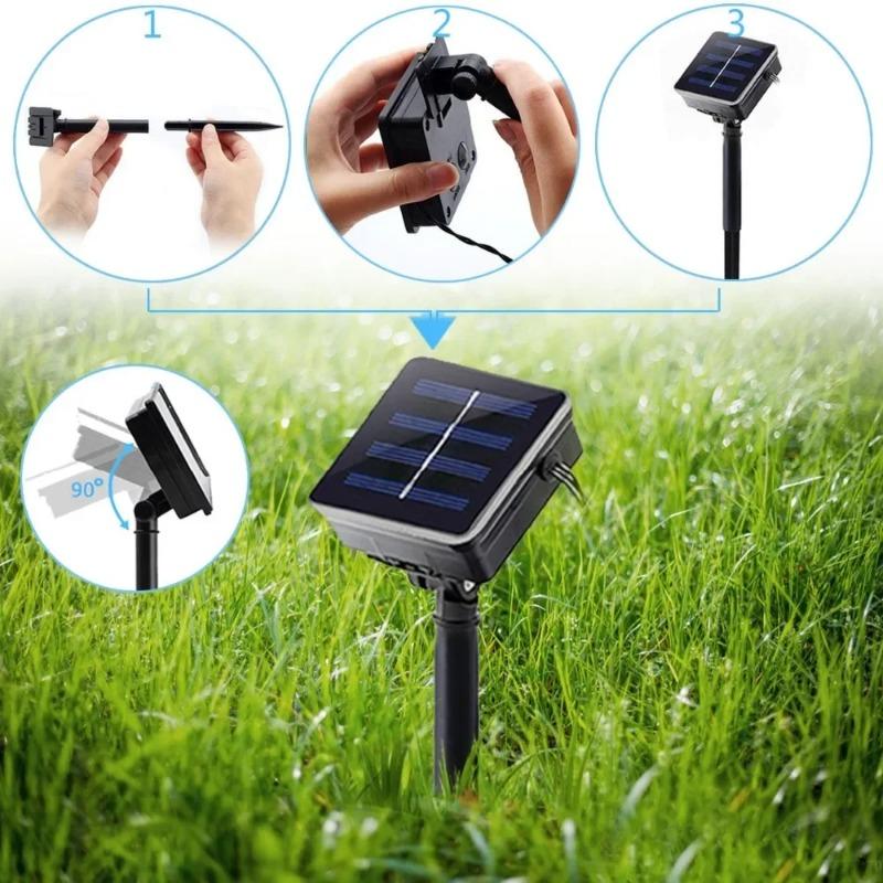 5M-12M Solar Camping Lantern String Lights Mini Kerosene Lamp 8 Modes For Indoor And Outdoor Garden Holiday Decoration Battery Power 2M/3M/5M