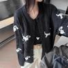 Autumn 2025 Women's Wool Jacquard Puppy Cardigan - Versatile Thick Cable Knit Sweater Coat