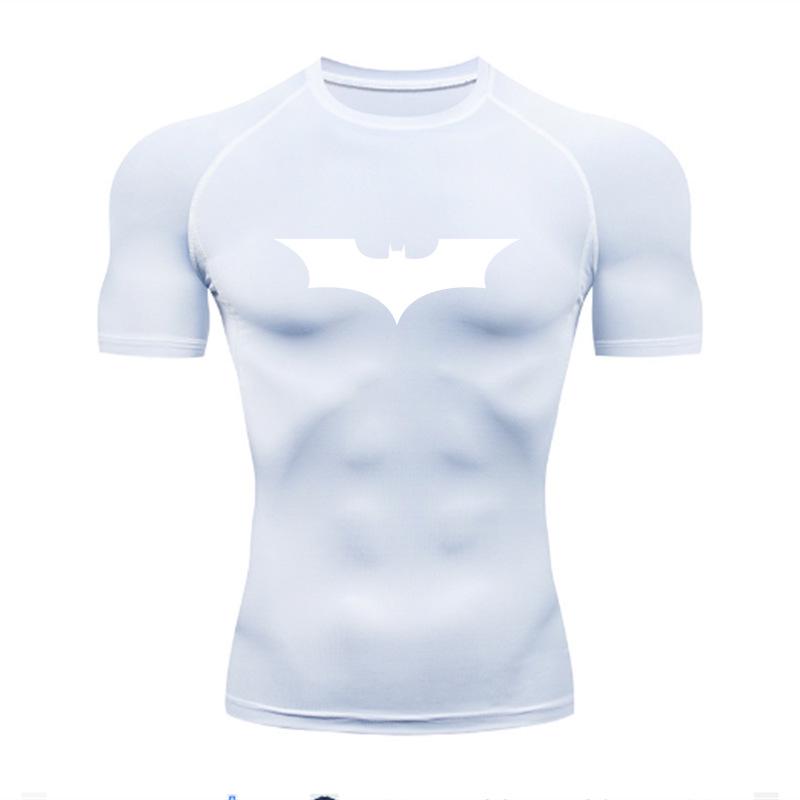 Men's Batman Compression Short Sleeve Sports T-Shirt for Running, Basketball, or Football - Quick Dry, Tight Fit, Round Neck.