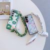 PU Leather Flower Cover with Hinge Protection & Scarf Wrist Chain Strap Bracelet For Samsung Galaxy Z Fold 6 5 4 3 5G Phone Case