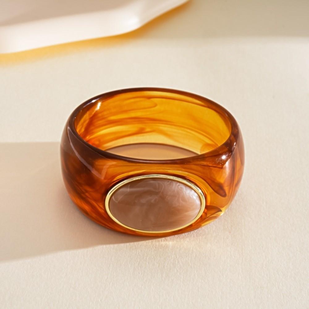 Bohemian Acrylic Bangle Smudging Retro Hand Ring Creative Irregular Wide Bracelet  Girls