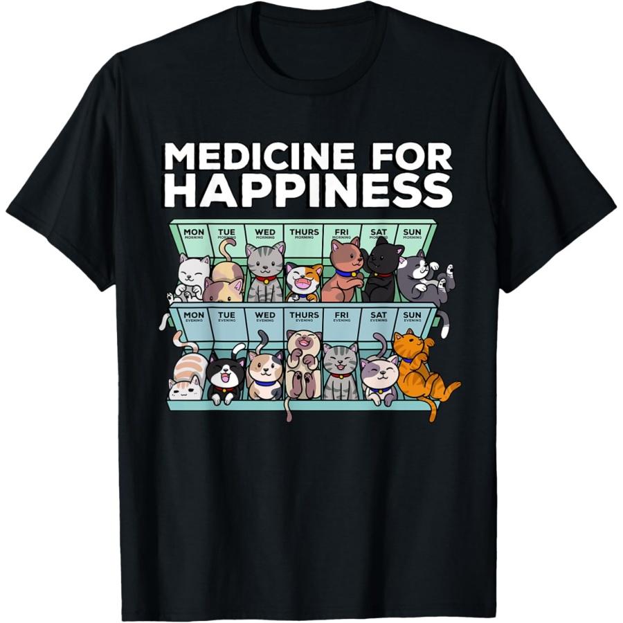 

My Medicine For Happiness Called Cats every day kitten cat T-Shirt XXXXXL чорний