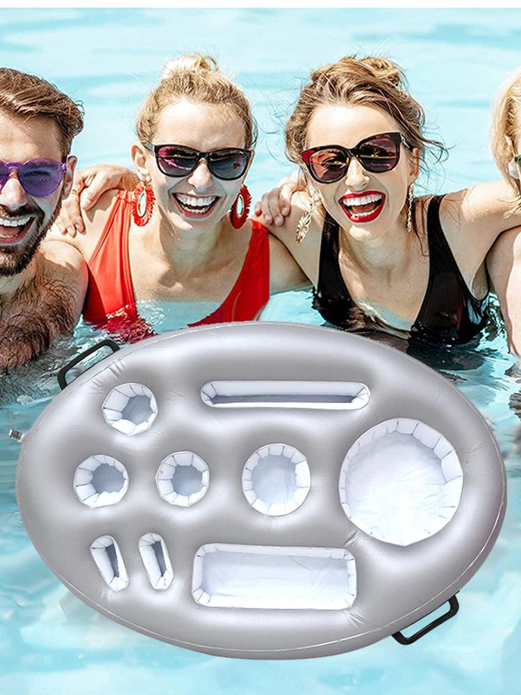 Inflatable Drinks Holder Floating Cup Holder Multifunctional Drinks Cooler Tray Leakproof Drinks Tray Floats for Beach Time Spa