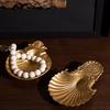 Metal Shell Plate Golden Tray Desktop Storage Container Jewelry Plate Jewelry Dish Trays Decorative Retro Shell Tray
