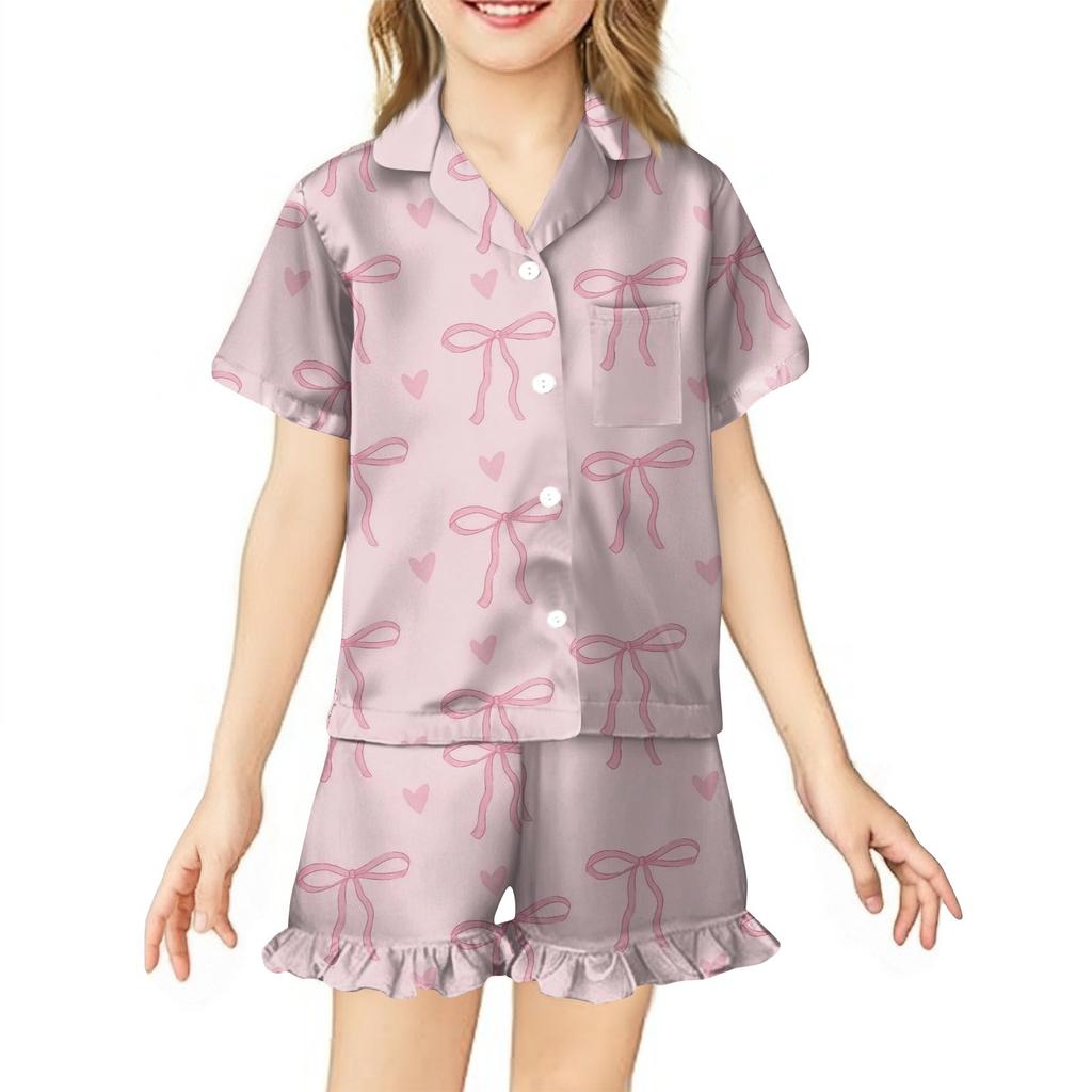 Kinder Hauskleidung Pyjama Set Kurzarm Oberteil Shorts Zweiteiliges Set Oberbekleidung Spiel Strickjacke Kleidung