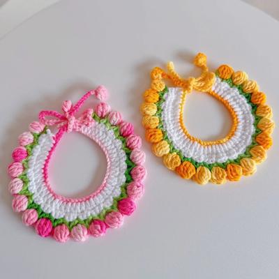 Adjustable Floral Edge Knitted Bib Collar for Cats And Dogs Cute Handmade Pet Scarf Necklace Pet Supplies Pet Accessory