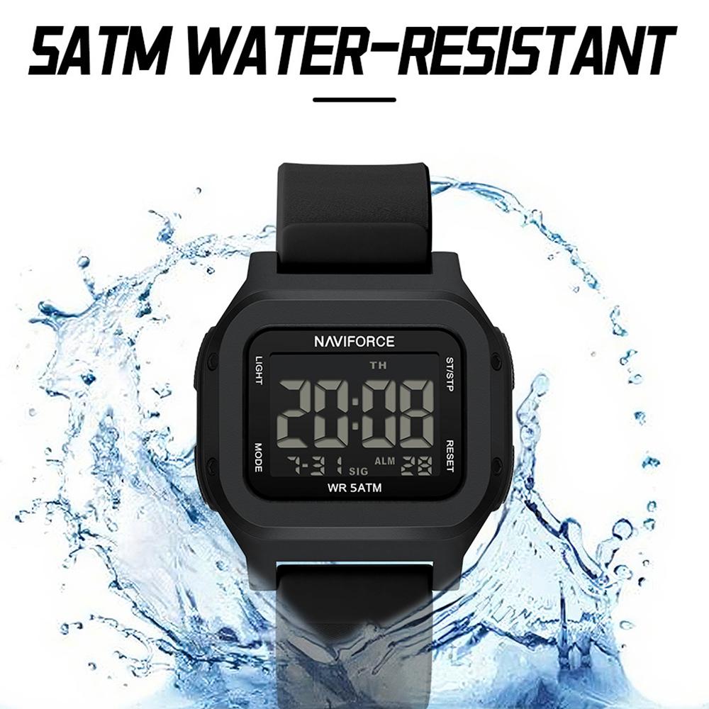 NAVIFORCE Original Men Digital Watch Square Case Silicone Strap Waterproof Calendar Date Chronograph Alarm Men Sports Leisure Watch NF7137