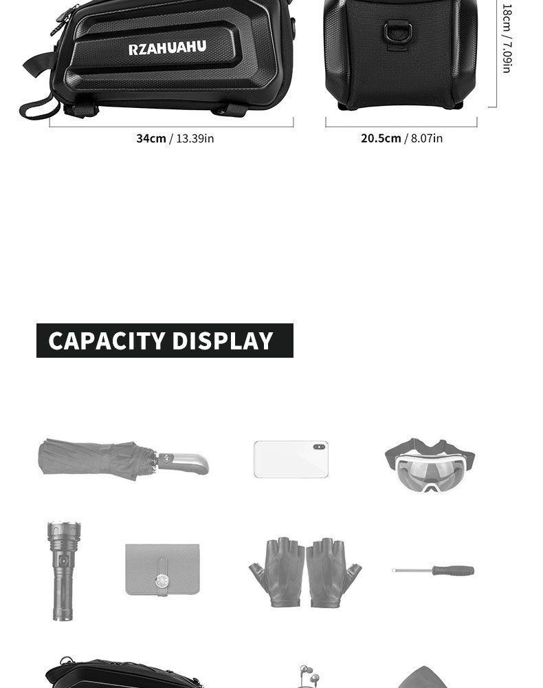 RZAHU Waterproof Bike Top Tube Bag with Dual Pouches and Phone Holder