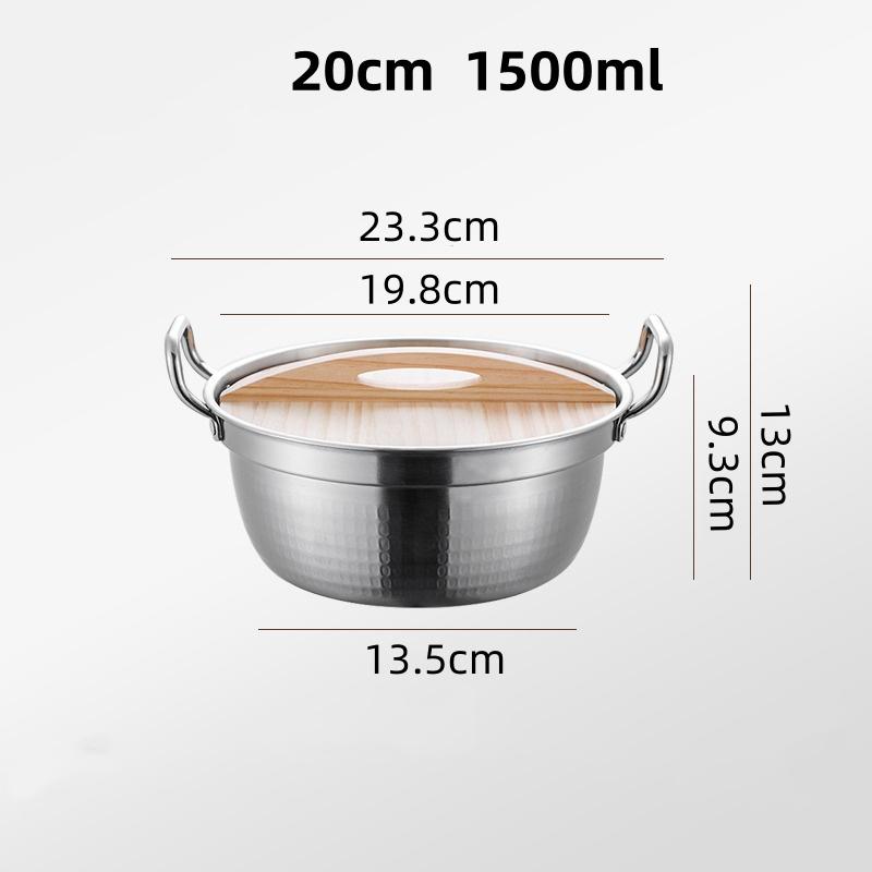 Kitchen Stainless Steel Korean Ramen Pot Double Handle Rust-proof Soup Noodle Small Pot Durable Gold Silver Milk Pot Cuisine