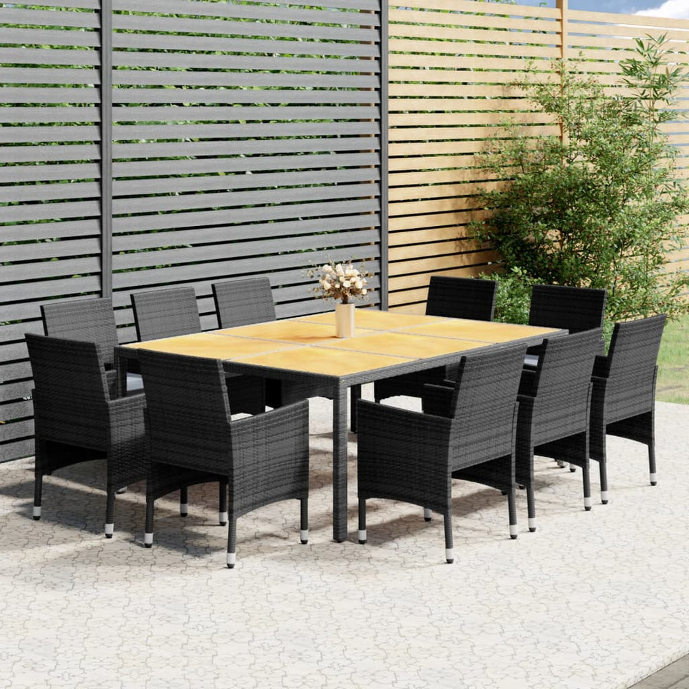 Ensemble à manger de jardin 11 pcs résine tressée