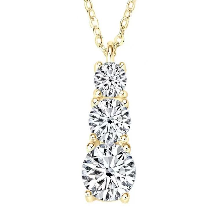 Sansheng Stone Light Luxury Necklace Female Pendant Inlaid with Synthetic Zircon Advanced Sense Personality Fairy Wind Clavicle Chain Item Jewelry