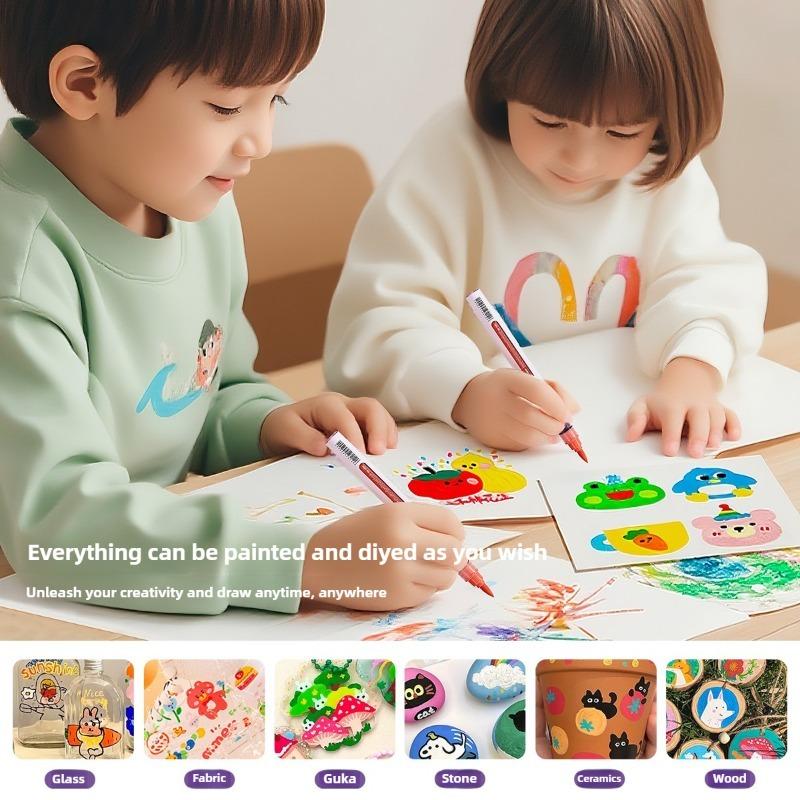 120/10 Colors Direct Liquid Acrylic Paint Pens Brush Marker for Rock Painting Stone Glass DIY Art Supplies Stationery PK LANGUO
