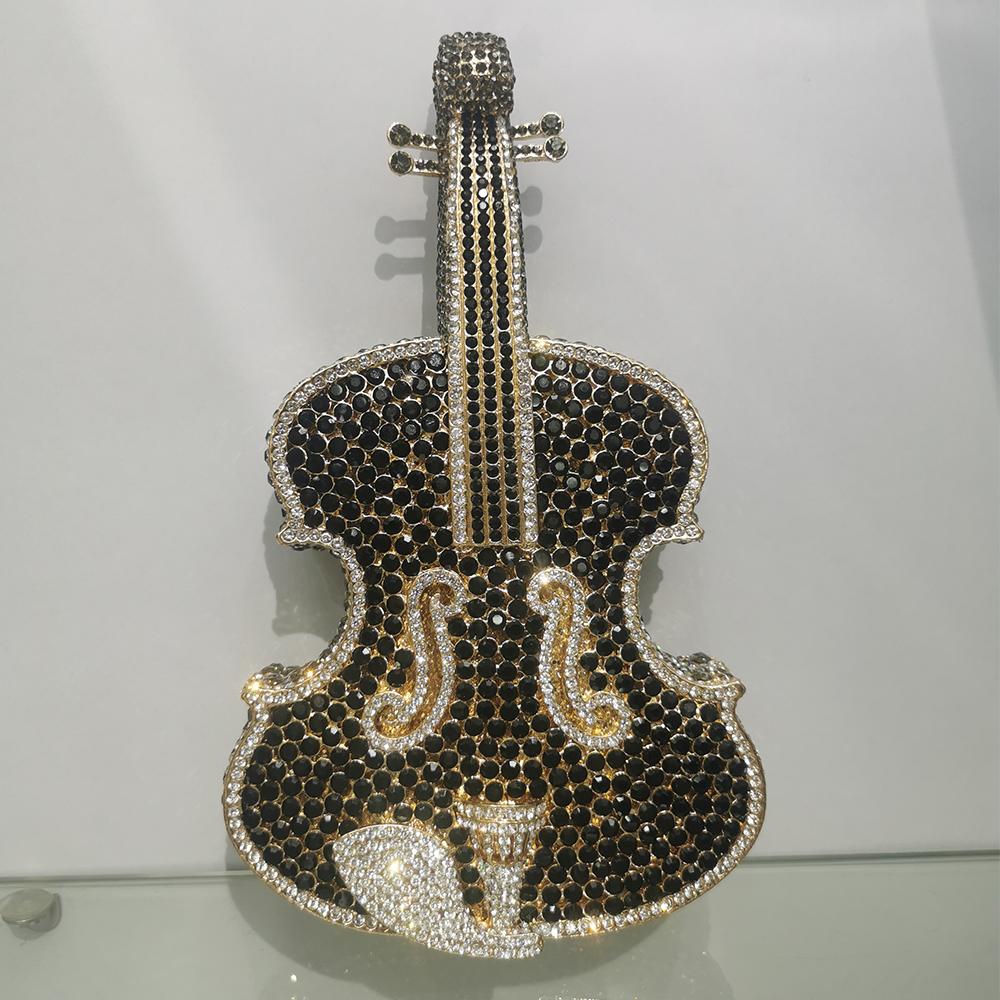 

Silver Violin Evening Clutches Champagne/Blue/Green Female Bling Purses Rhinestone For Wedding Formal Handbag Women Diamond Bag 22.5cmX13.5cmX5.5cm