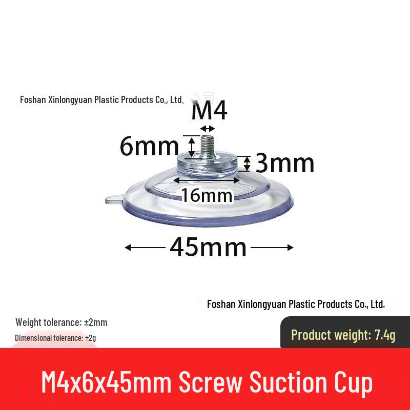M4-M8 Transparente PVC-Saugnapf mit Gewindestange