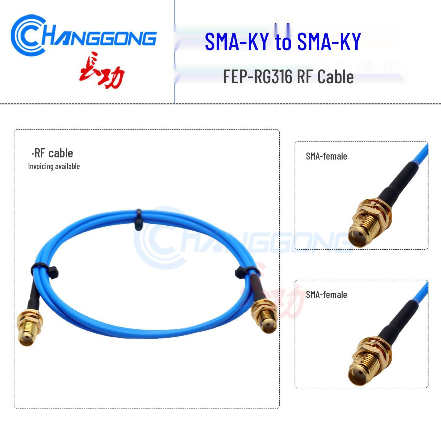 

Blue RG316 SMA Female Extension Cable, 6GHz Low VSWR, SMA-K to SMA-K Adapter 20cm SMA-K to SMA-K