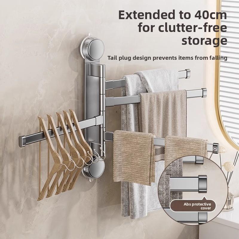 Modern Minimalist Plastic Rotating Towel Rack With Suction Cups For Bathroom Organization
