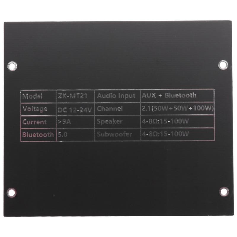 ABUO-ZK-MT21 2.1-Kanal BT5.0+AUX Digitaler Leistungsverstärkerplatine Modul TPA3116 50W x 2 + 100W Hochleistungs-Stereo-Leistungsverstärker