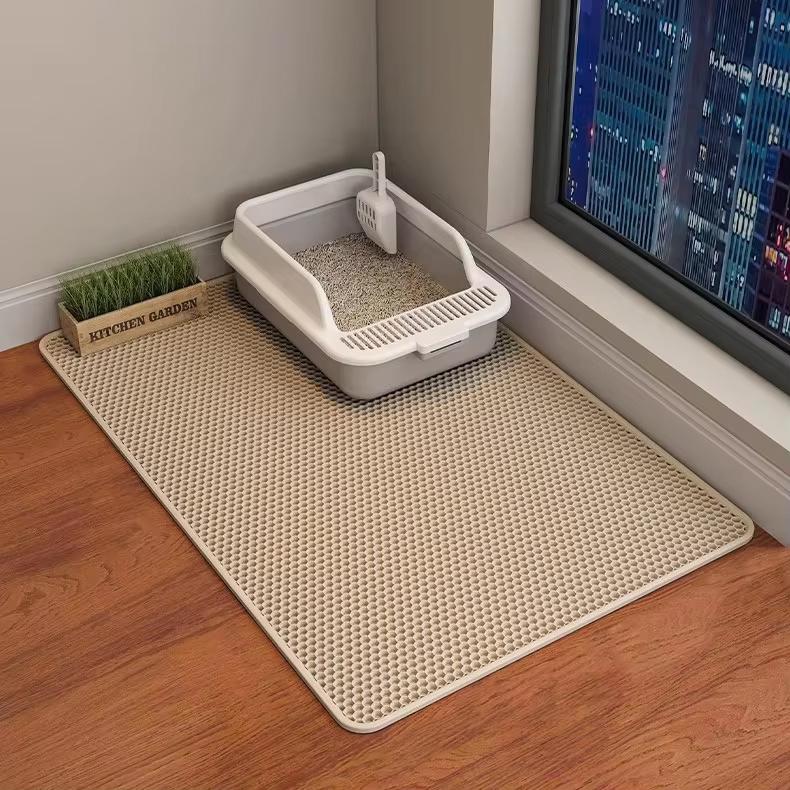 Double Layer Non-Slip Cat Litter Mat, Waterproof & Wear Resistant Pet Cleaning Pad