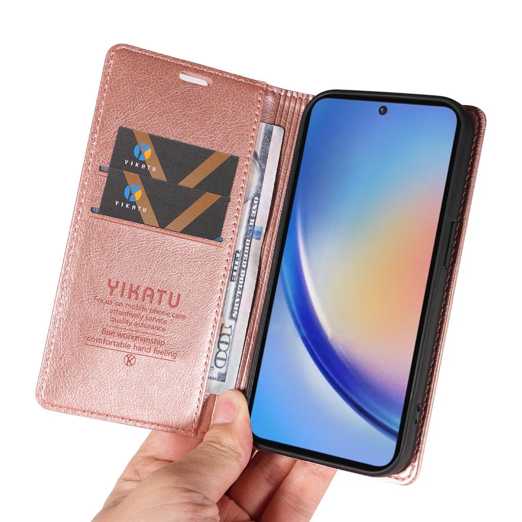 YIKATU YK-006 Für Samsung Galaxy A35 5G Handyhülle Sturzsichere PU-Leder+TPU Brieftaschenabdeckung