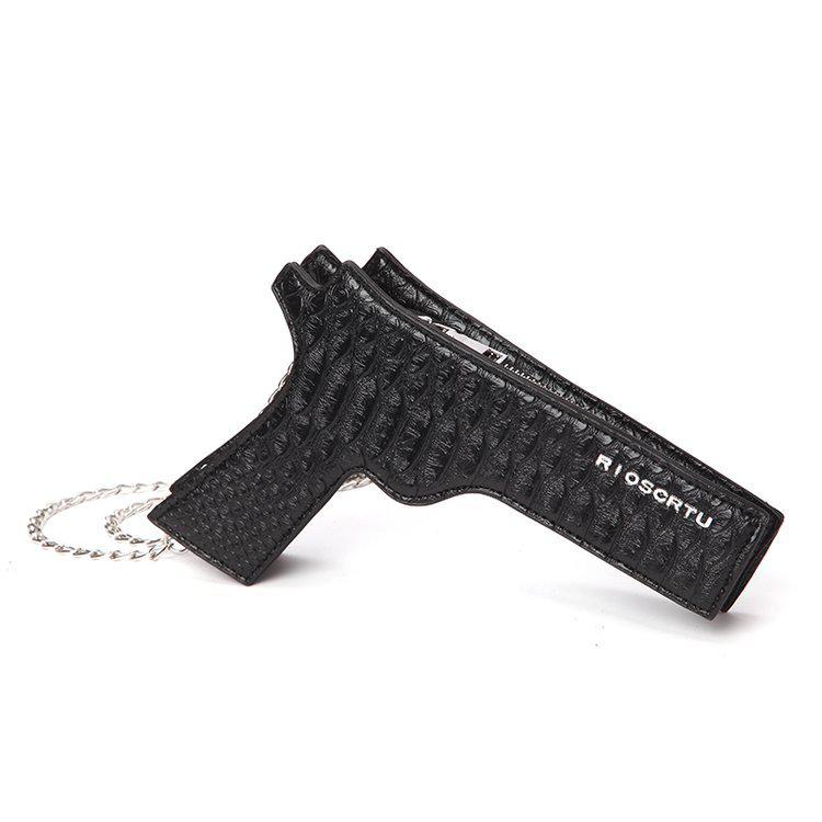 

New Brand Designer Funny Pistol Messenger Bag Cool Personality Childlike Chain Shoulder Bag Small Bag Purse Female чёрный