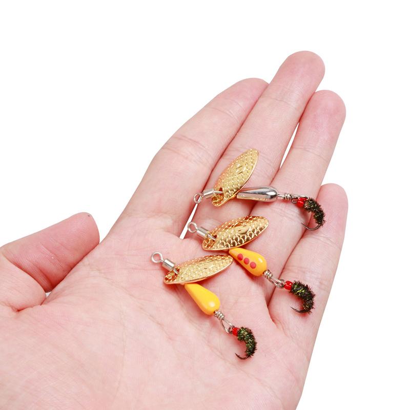 Rotating Spinner Spoon Fishing Lure Artificial Metal Sequins Bait 5.5Cm/2.7G Single Hook Wobblers Bass Trout Perch Pesca