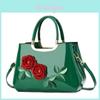 Elegant Gradient Leather Handbag With Zipper Pocket And Floral Accents For Office And Casual